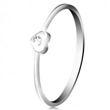 Diamond ring in 9K white gold – heart with a clear brilliant