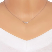 Necklace in white 375 gold - arched teardrop line with clear zircons