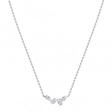 Necklace in white 375 gold - arched teardrop line with clear zircons