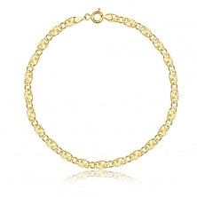 585 Gold bolder bracelet – beveled and ray-like adorned oval links, 200 mm