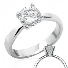 Gentle engagement ring with clear zircon