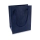 Small paper gift bag – dark blue, grid pattern, matt