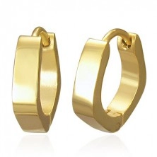 Steel hinged snap earrings - shiny horseshoe in gold colour