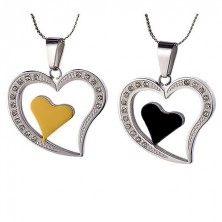 Set of steel pendants - hearts for lovers