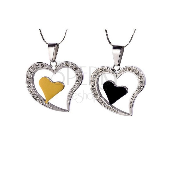 Set of steel pendants - hearts for lovers