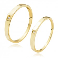 14K yellow gold bands - clear brilliant, end of shoulder raised