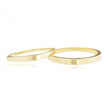 14K yellow gold bands - clear brilliant, end of shoulder raised