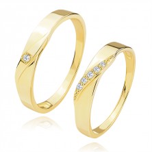 Brilliant bands in 585 yellow gold - wavy line with clear diamonds