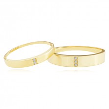 Diamond bands in 585 yellow gold - transverse cutout with clear brilliants