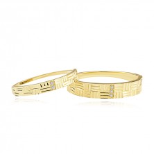 585 Yellow gold bands - clear brilliants, rectangles, vertical and horizontal notches