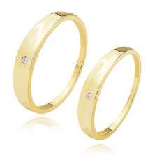 14K yellow gold bands - clear brilliant, shoulder curved inwards