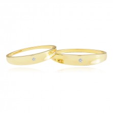 14K yellow gold bands - clear brilliant, shoulder curved inwards