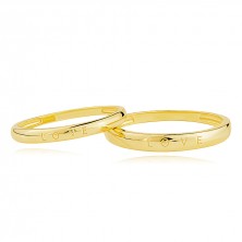 Bands in 585 yellow gold - engraved inscription LOVE, rounded shoulders