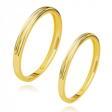 14K yellow gold bands - diagonal notch, slim shoulder