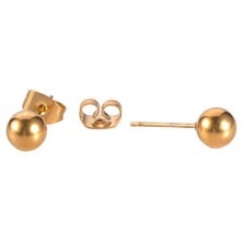 Stud earrings made of 316L steel - balls in copper colour