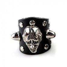 Leather ring - face of devil