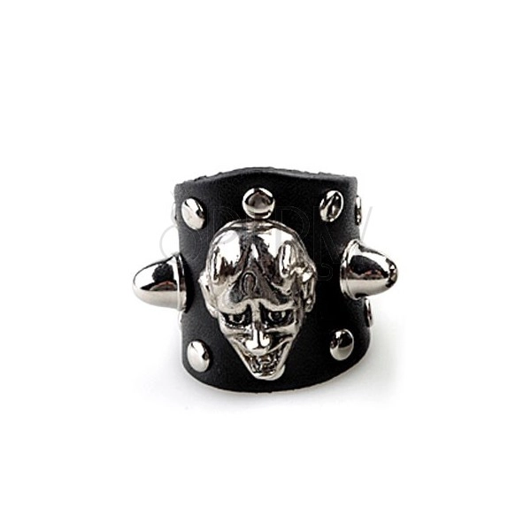 Leather ring - face of devil
