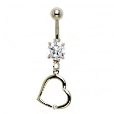 Belly button ring - St. Valentine heart with zircon