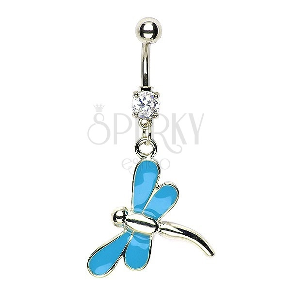 Dragonfly navel ring - blue wings