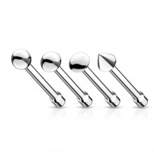 Stainless steel nose piercing - various shapes of head, smooth finish