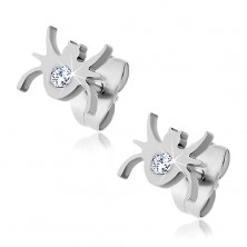 Stainless steel earrings - spider with central zircon