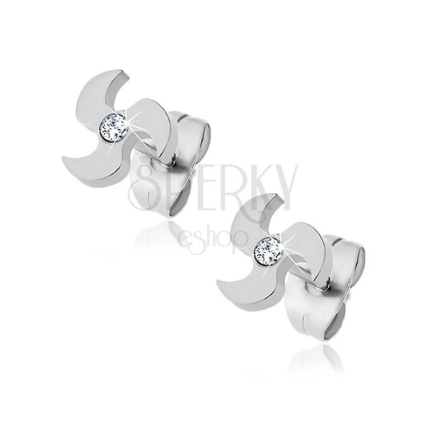 Surgical steel earrings - propeller, zircon