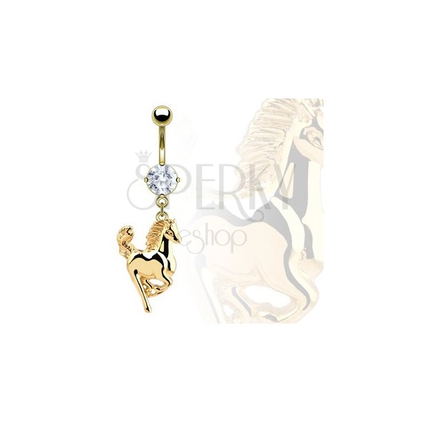 Navel ring - horse in gold colour