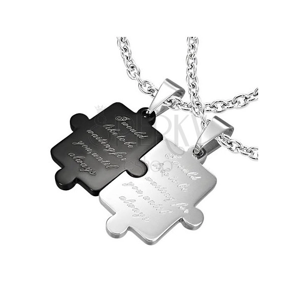 PUZZLE pendants made of steel - incribed