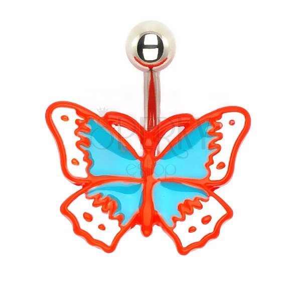 Navel ring - moulded retro butterfly