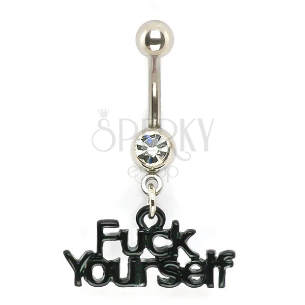 Navel ring zircon and F*ck Yourself letters