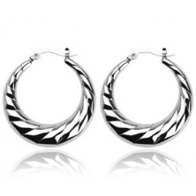 Surgical steel earrings - lined hoops 