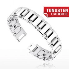 Magnetic wolfram bracelet - wide H shapes in silver
