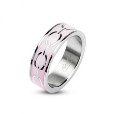Steel band - pink coloured inner stripe, chain pattern
