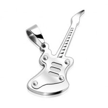 Pendant made of 316L steel - guitar in silver colour, high gloss