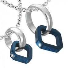 Pendants for lovers - blue square, ring