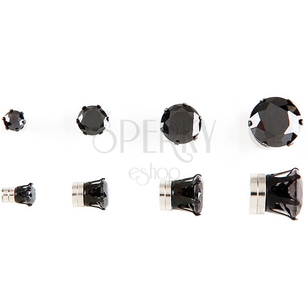 Magnetic earrings - black toned zircon