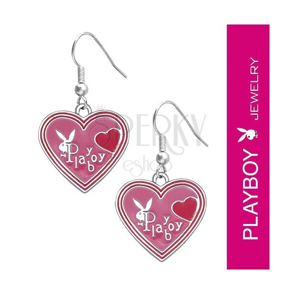 PLAYBOY earrings - pink enamel hearts