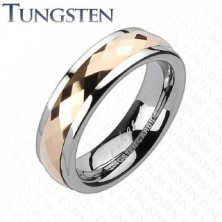 Tungsten wedding ring - rose-gold rotating middle section