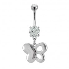Butterfly belly button ring with heart