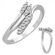 Stainless steel ring - zircon branches