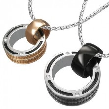 Couple pendants - ringlets with zircon and perimeter texture