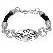 Bracelet with a shield - Amor cupid, twisted rope