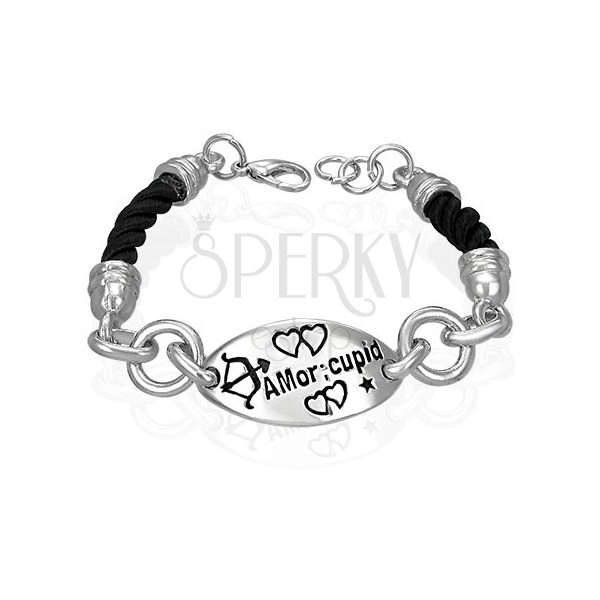 Bracelet with a shield - Amor cupid, twisted rope