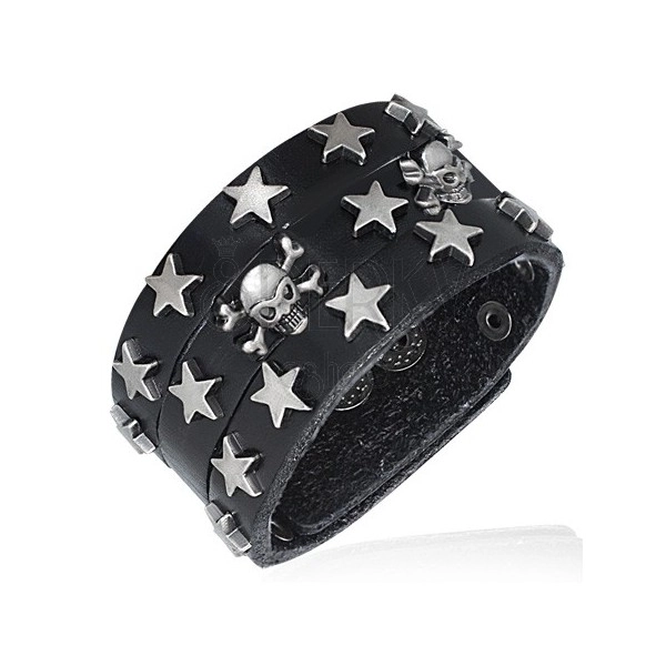 Black studded bracelet - stars and skulls