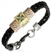 Double braded bracelet - Maltesian cross, rings
