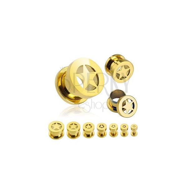 Screw ear tunnel - star in gold colour