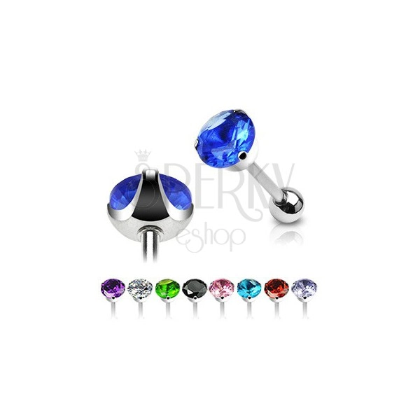 Surgical steel tongue barbell - polished zircon