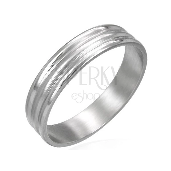 Stainless steel ring with 2 wide lines