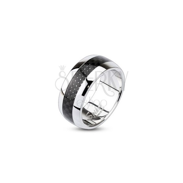 Stainless steel ring with checkered pattern