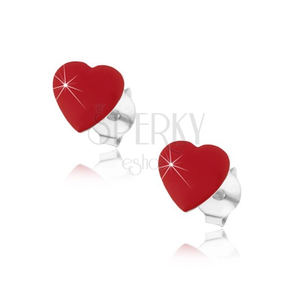 Sterling silver 925 earrings - red heart